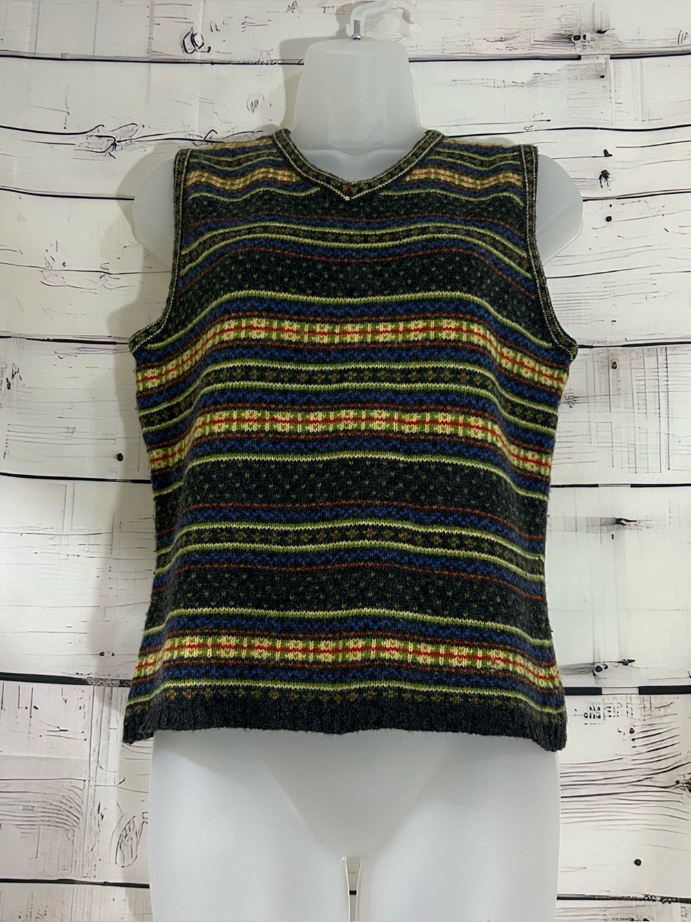 The Limited | Women's Y2K 100% Lambs Wool Patterned Sweater Vest Size Small S
